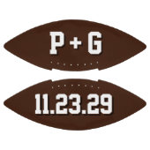 ブラウンとホワイトの結婚式イニシャルと日付 アメリカンフットボール (パネル)