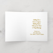 ブラウンとホワイトホースの素朴クリスマス金ゴールド 箔グリーティングカード (内側レイダウン)