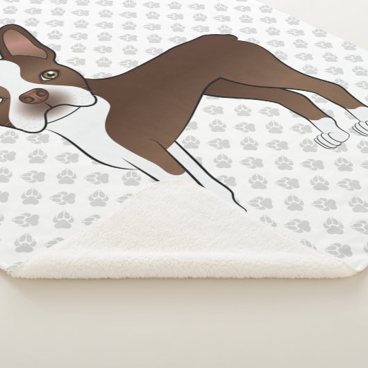 ブラウンとホワイトボストンテリアの漫画の犬と歩き シェルパブランケット (3/4)