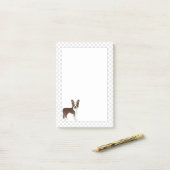 ブラウンとホワイトボストンテリアの漫画の犬と歩き ポストイット (デスク上)