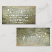 ブラウンとマスタードのテクスチグランジュ付き「引っ越しました エンクロージャーカード (正面/裏面)