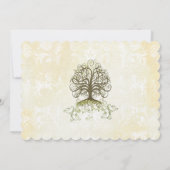 ブラウンとモスグリーンの渦巻きツリーヴィンテージダマスク 招待状 (裏面)