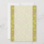 ブラウンとライムグリーンのダマスク結婚式招待状 招待状 (裏面)