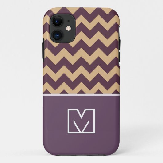 ブラウンとラベンダーシェブロンのジグザグ。モノグラカスタムム Case-Mate iPhoneケース (裏面)