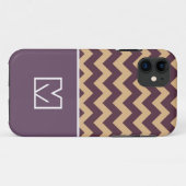 ブラウンとラベンダーシェブロンのジグザグ。モノグラカスタムム Case-Mate iPhoneケース (裏面(横))
