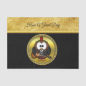 ブラウンと白いフクロウ遊は赤い帽子のギターだ 薄葉紙 (正面)