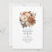 ブラウンと赤面フローラサマー結婚ズ 招待状 (正面)