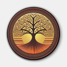 ブラウンと金ゴールドのライフマグネットの木 マグネット