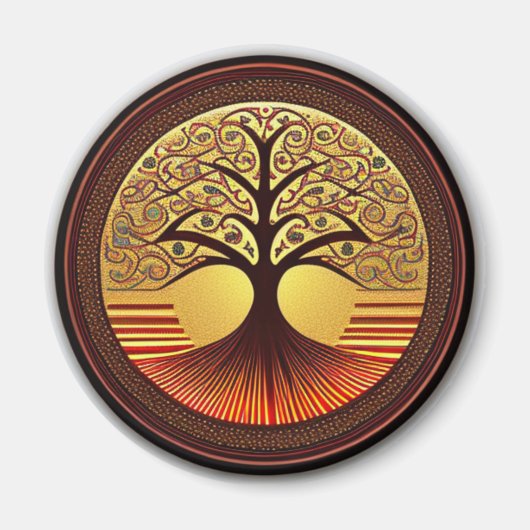 ブラウンと金ゴールドのライフマグネットの木 マグネット (正面)