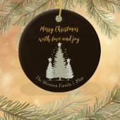 ブラウンと金ゴールドクリスマスツリーと星 セラミックオーナメント