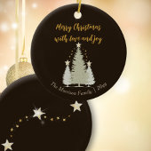 ブラウンと金ゴールドクリスマスツリーと星 セラミックオーナメント