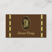 ブラウンと金ゴールドデコールとモノグラムプロフェッショナル 名刺 (正面)