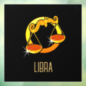 ブラウンと金ゴールドリブラ〔占星術の〕十二宮図サインブラック ウィンドウサイン (シート3)