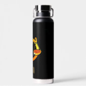 ブラウンと金ゴールドリブラ〔占星術の〕十二宮図サインブラック ウォーターボトル (背面)