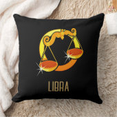 ブラウンと金ゴールドリブラ〔占星術の〕十二宮図サインブラック クッション (ブランケット)