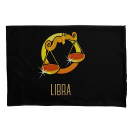 ブラウンと金ゴールドリブラ〔占星術の〕十二宮図サインブラック 枕カバー