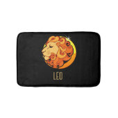 ブラウンと金ゴールドレオ〔占星術の〕十二宮図サインブラック バスマット (正面)