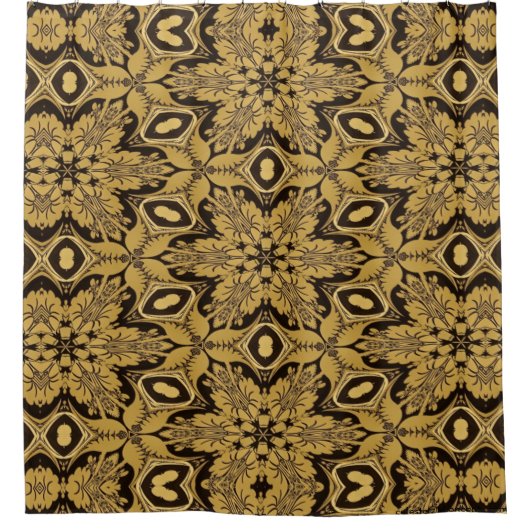 ブラウンと金ゴールド万華鏡のように千変万化するパターン2593シャワーカーテン シャワーカーテン (正面)