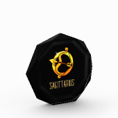 ブラウンと金ゴールド射手座〔占星術の〕十二宮図の記号ブラック フォトブロック (左)