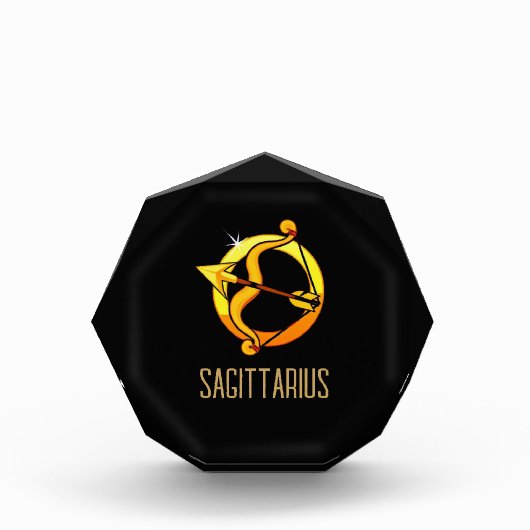 ブラウンと金ゴールド射手座〔占星術の〕十二宮図の記号ブラック フォトブロック (正面)