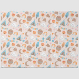 ブラウンにかわいいボホ柄 薄葉紙