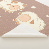 ブラウンにかわいい小さな羊2頭 シェルパブランケット (3/4)