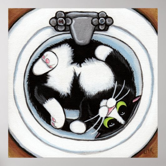 ブラウンにタイトフィット(v3) |キャットアート ポスター (正面)