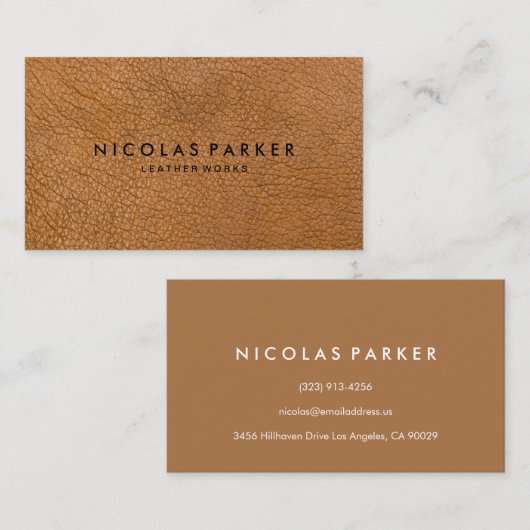 ブラウンのあなた自身の革を作成して下さい 名刺 (正面/裏面)
