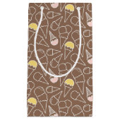 ブラウンのアイスクリームコーンパターン スモールペーパーバッグ (正面)