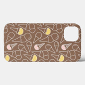 ブラウンのアイスクリームコーンパターン Case-Mate iPhoneケース (裏面 (横))