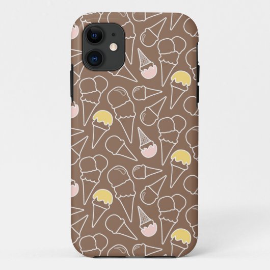 ブラウンのアイスクリームコーンパターン Case-Mate iPhoneケース (裏面)