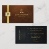 ブラウンのエレガントな革および金ゴールドの弁護士 名刺 (正面/裏面)