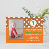 ブラウンのオレンジカボチャ誕生日の招待 招待状 (スタンド正面)