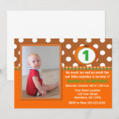 ブラウンのオレンジカボチャ誕生日の招待 招待状 (正面/裏面)