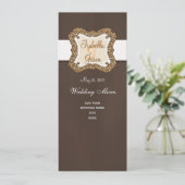 ブラウンのオレンジヒョウは結婚式メニューカードに斑点を付けます メニュー (スタンド正面)