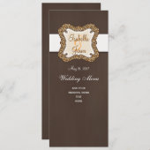 ブラウンのオレンジヒョウは結婚式メニューカードに斑点を付けます メニュー (正面/裏面)