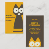 ブラウンのオレンジ三角形の記号による猫 名刺 (正面/裏面)