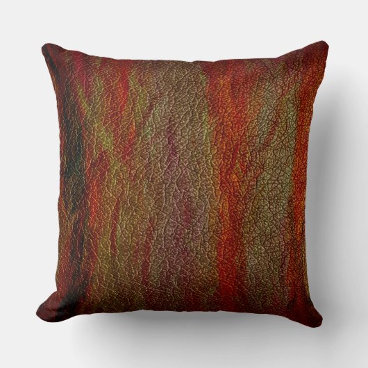 ブラウンのオレンジ革 クッション (正面)