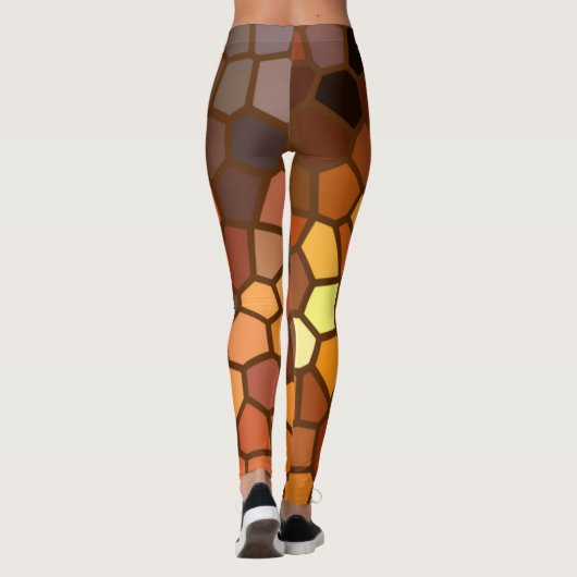 ブラウンのオレンジ黄色モザイク抽象芸術のレギンス レギンス (裏面)