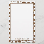 ブラウンのカウボーイ牛プリントの文房具 便箋 (正面)