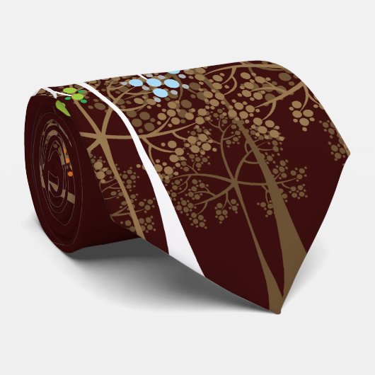 ブラウンのカスタムなタイのお洒落な4本の季節の木 ネクタイ (ロール)