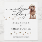 ブラウンのキャバプー犬がとってもかわいいウェディング ワインラベル (シングルラベル)