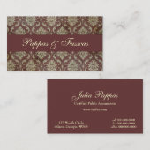 ブラウンのクラシックなダマスク織 名刺 (正面/裏面)