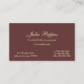 ブラウンのクラシックなダマスク織 名刺 (裏面)