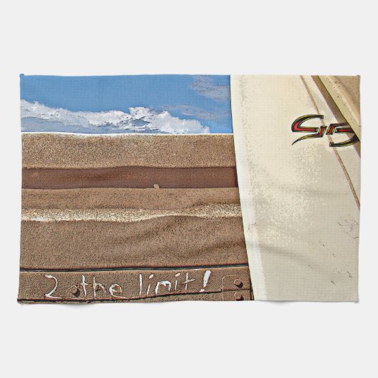 ブラウンのクリーム色の青をサーフするサーフボード2theの限界をサーフして下さい キッチンタオル (横)