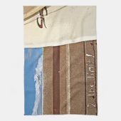 ブラウンのクリーム色の青をサーフするサーフボード2theの限界をサーフして下さい キッチンタオル (縦)