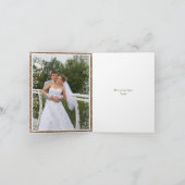 ブラウンのコルク及び華麗さフレームの結婚式は感謝していしています サンキューカード (内部)