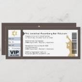 ブラウンのコンサートのチケットのバーの（ユダヤ教の）バル・ミツバーの招待状 招待状 (正面/裏面)