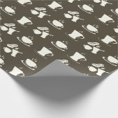 ブラウンのコーヒー恋人パターン ラッピングペーパー (角)