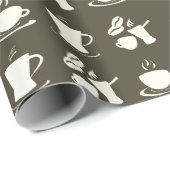 ブラウンのコーヒー恋人パターン ラッピングペーパー (ロールコーナー)